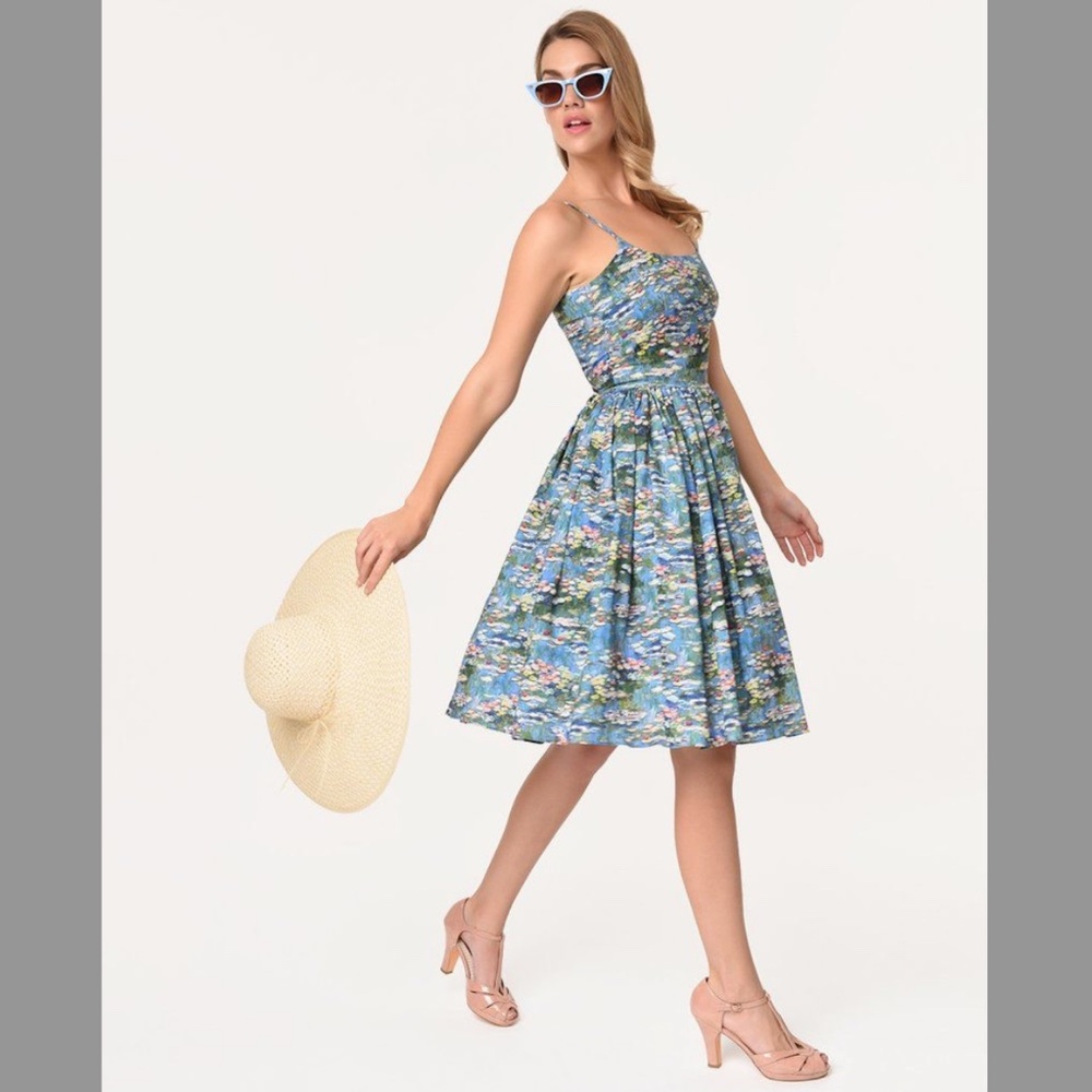 Bernie Dexter Monet Water Lilies Chelsea Swing Dress in Size Small